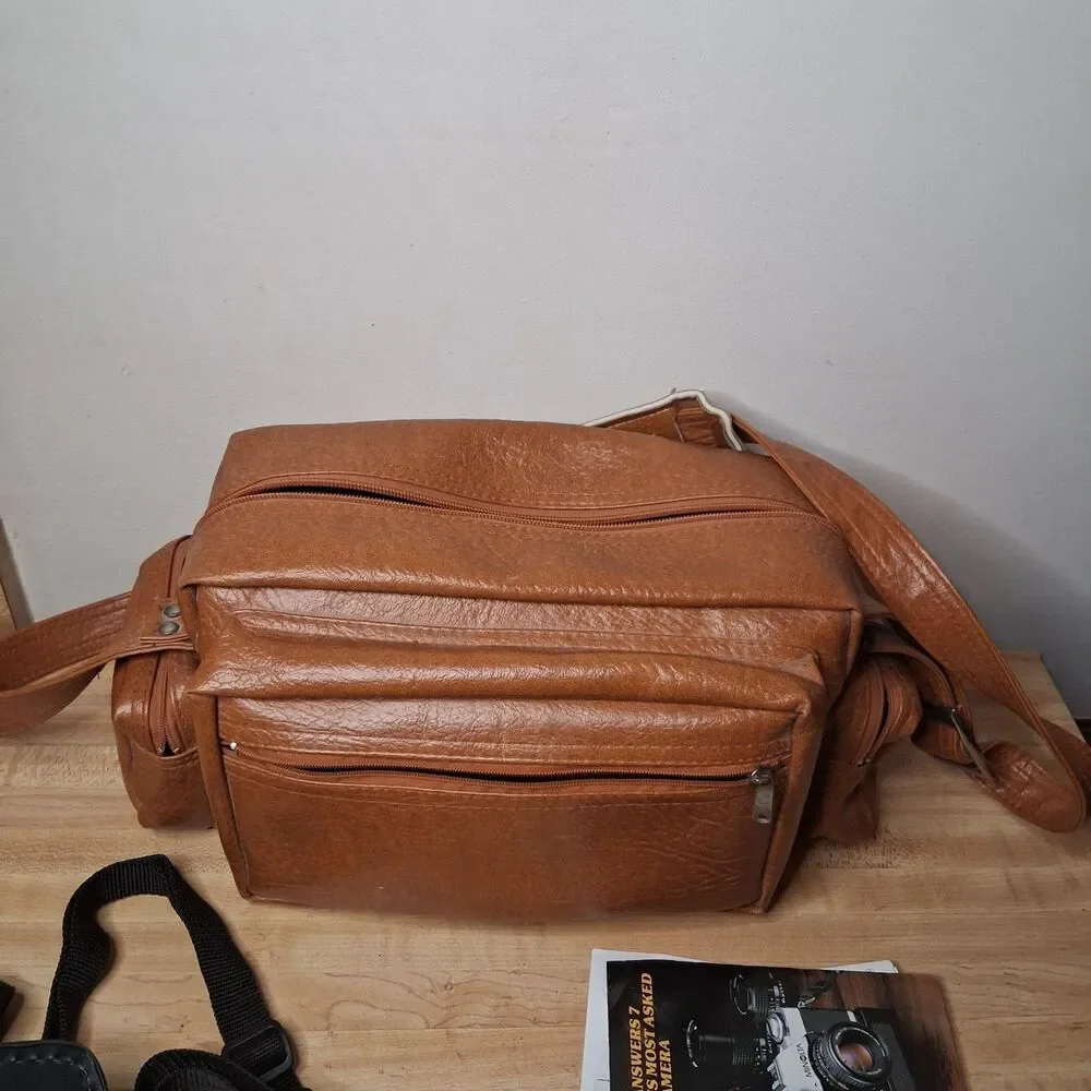 Vintage Camera Bag Case Dividers Zip Pockets And Lot Of Lens,Films,Flashers